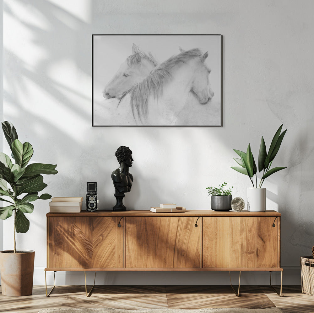  Horses Wall Artwork In White Floating Frame