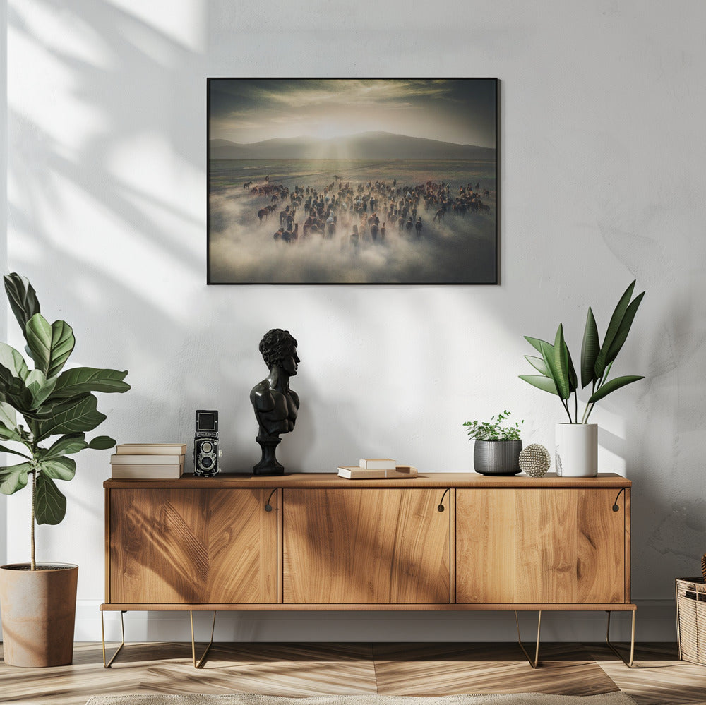 Wild Horses Wall Artwork In White Floating Frame