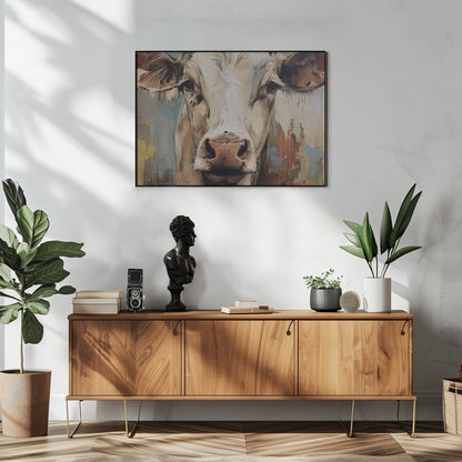  Cow No 1 Wall Artwork In White Floating Frame