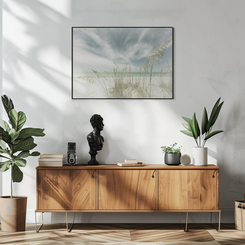  Heavenly calmness on the beach Wall Artwork In White Floating Frame