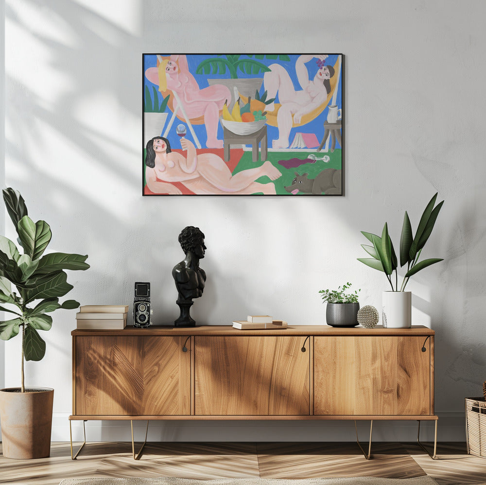  Le Pique Nique Wall Artwork In White Floating Frame