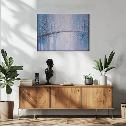  Bridge In the Mist Wall Artwork In White Floating Frame