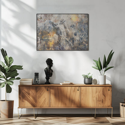 African Art Illustration Wallart 114 Wall Artwork In White Floating Fame