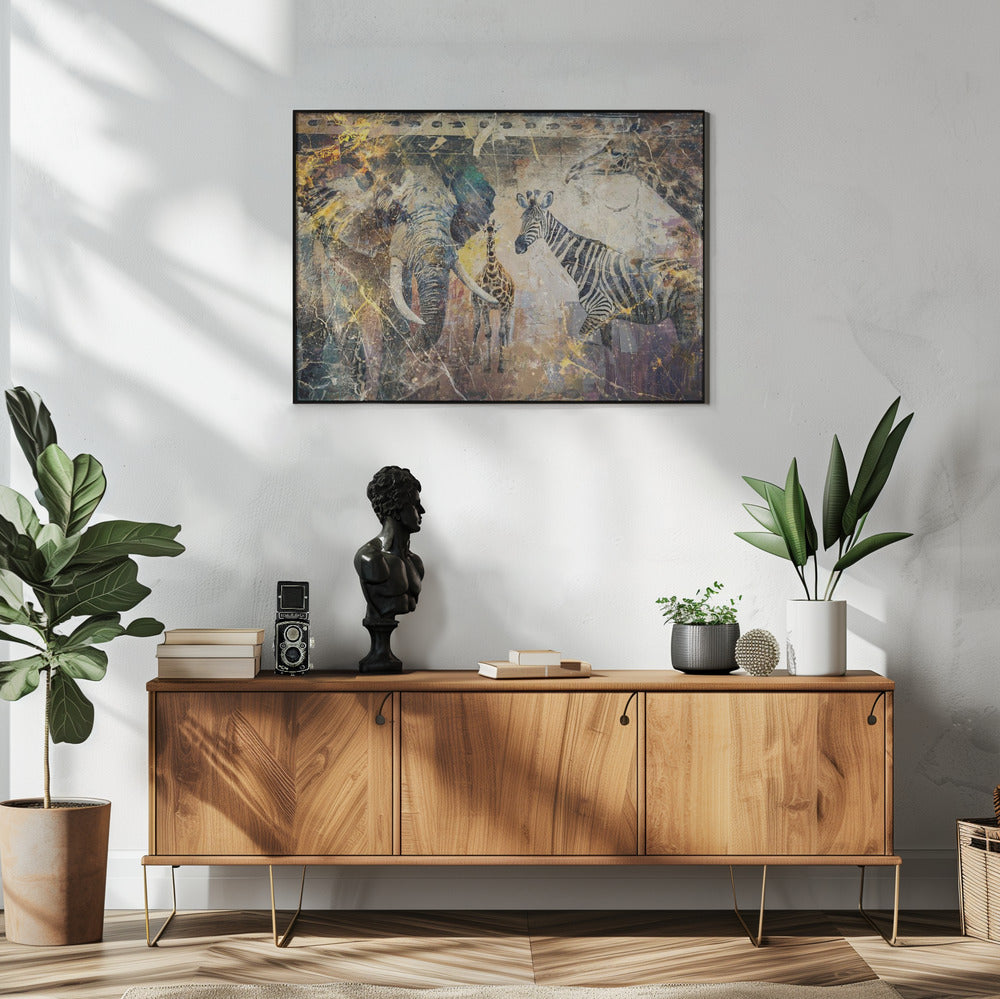  African Art Illustration Wallart 113 Wall Artwork In White Floating Fame