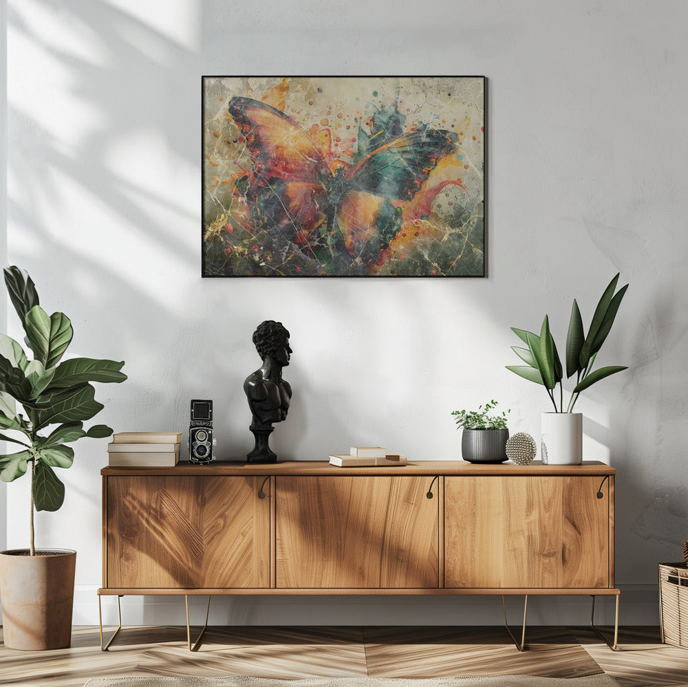  Butterfly Animal Vintage Art Illustration Wallart 04 Wall Artwork In White Floating Frame