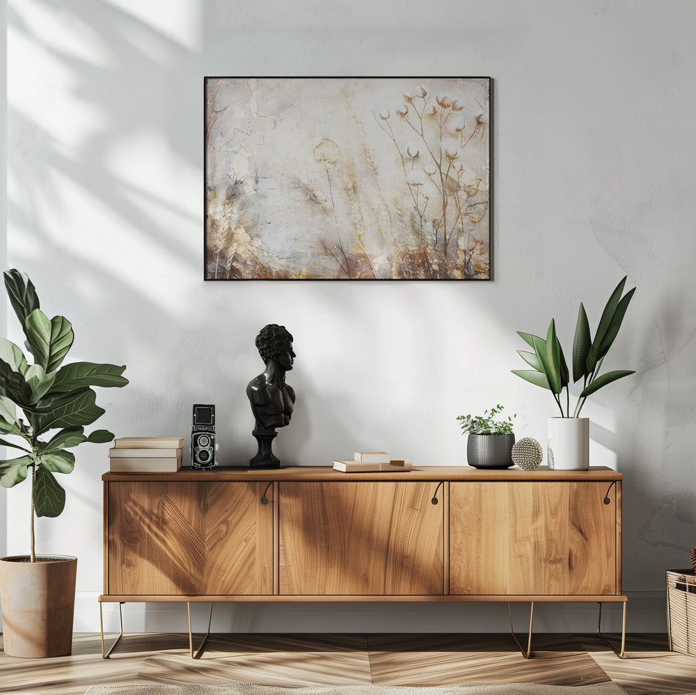  Flower Floral Art Illustration Wallart 126 Wall Artwork In White Floating Frame