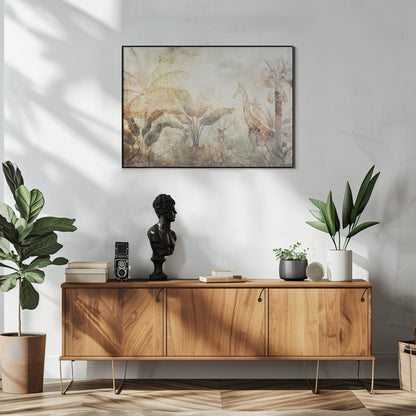  Jungle Leaves Art Illustration Wallart 06 Wall Artwork In White Floating Frame
