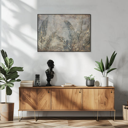  Jungle Leaves Art Illustration Wallart 09 Wall Artwork In White Floating Frame