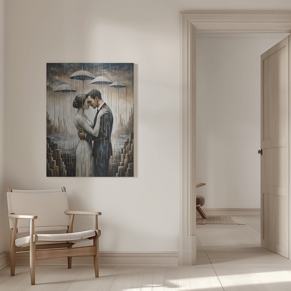  A Kiss Beneath the Floating Umbrellas Wall Artwork 0