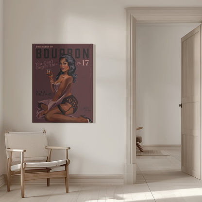 Babes of Bourbon Cant Touch This. Sexy Retro Pin Up Girl Whiskey Art