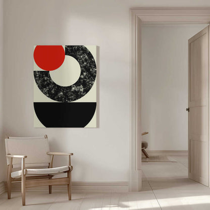 Wall art Geometric Shapes with a Bold Red Circle
