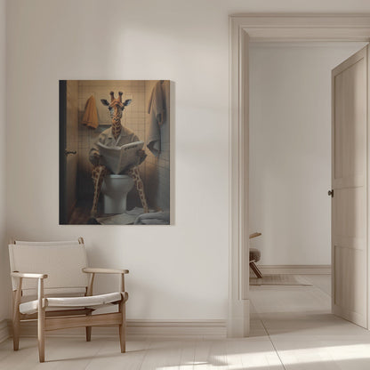 canvas prints Giraffe In the Toilet16X20inches- White Frame