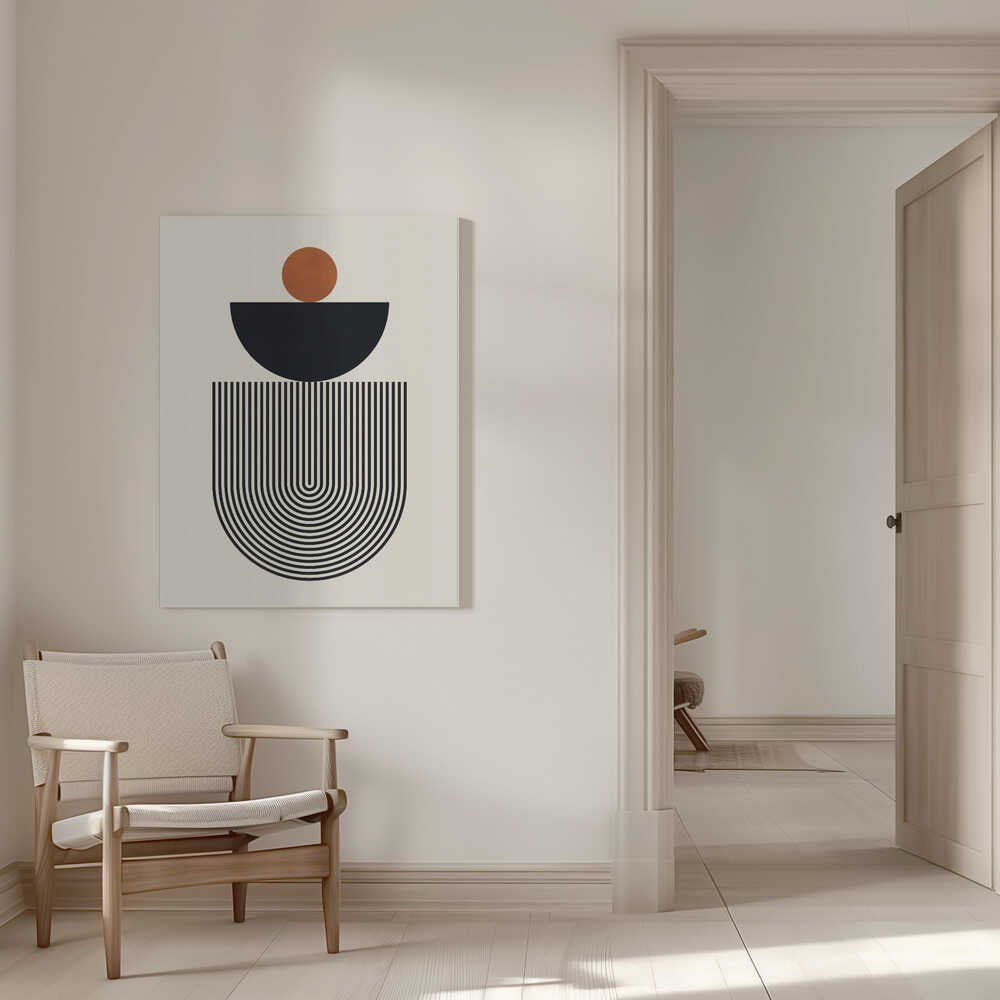 Wall art Geometric Shapes with a Black Semicircle