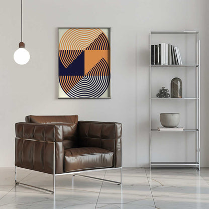 Wall art Concentric Circles in Vibrant Orange and Blue