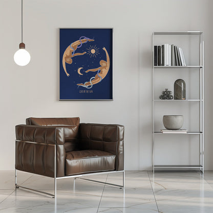 canvas prints Spiritual Feminine Energy, Sun, Moon, Snake, Venus..16X20inches- Black Frame