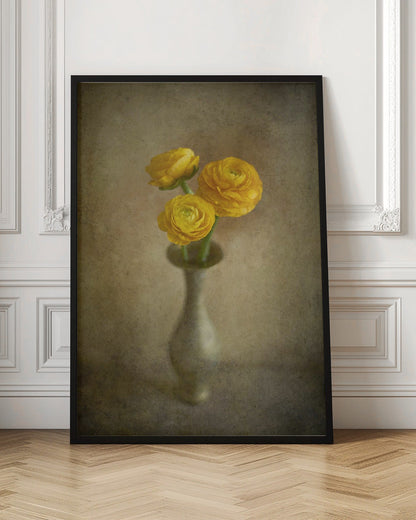  Yellow buttercups Wall Artwork In Black Floating Frame
