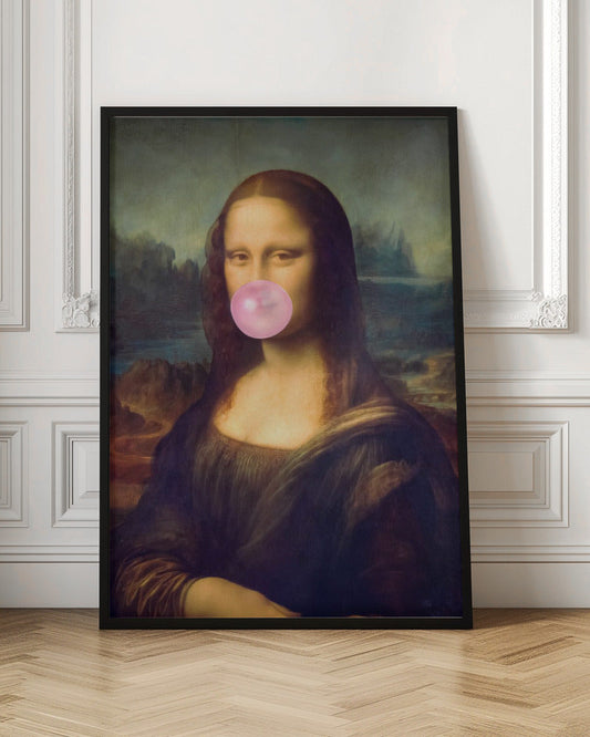 Mona Lisa Bubble Gum Wall Artwork In Black Floating Frame