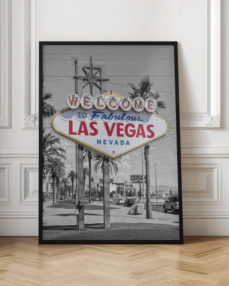  LAS VEGAS Sign - colorkey Wall Artwork In Black Floating Frame