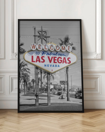  LAS VEGAS Sign - colorkey Wall Artwork In Black Floating Frame