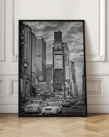  NEW YORK CITY Times Square - Monochrome Wall Artwork In Black Floating Frame