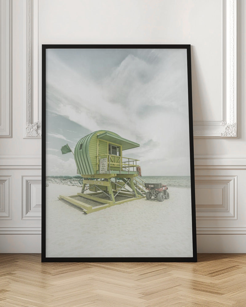  Vintage Florida Flair at Miami Beach Wall Artwork In Black Floating Frame