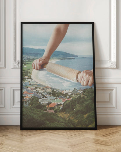  Waves Roller Wall Artwork In Black Floating Frame