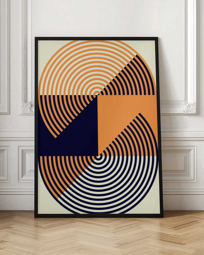 Wall art Concentric Circles in Vibrant Orange and Blue
