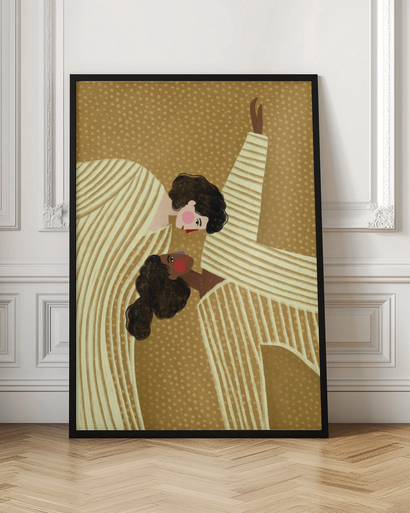  Two Line Women Wall Artwork In Black Floating Frame