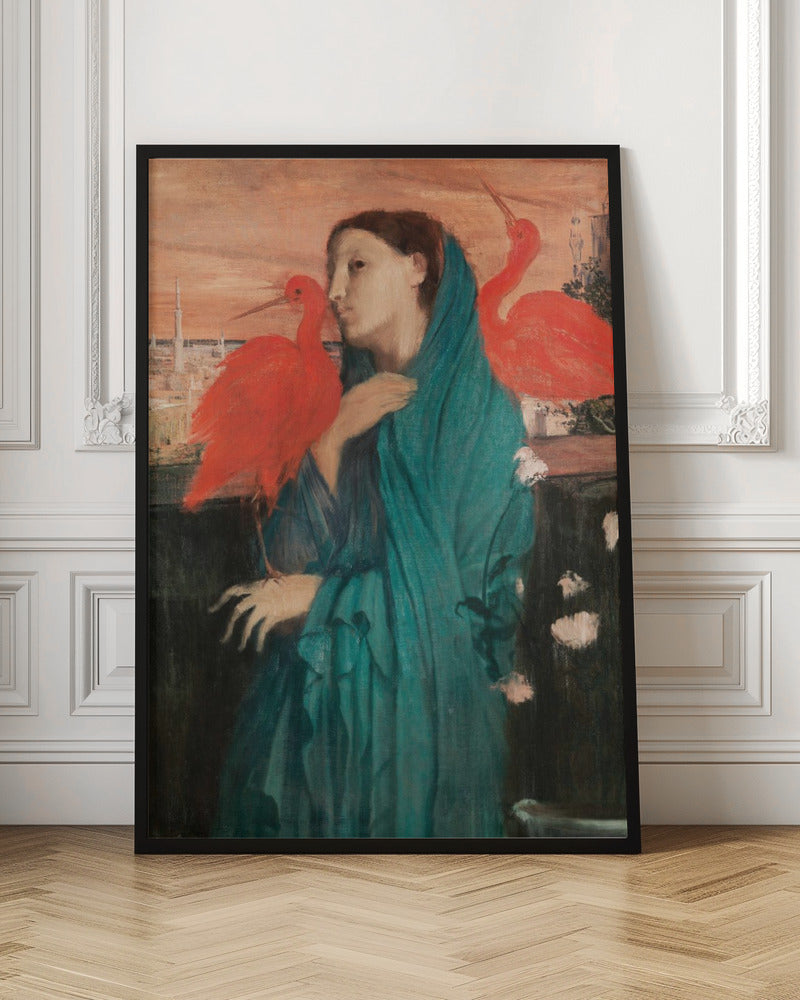  Young Woman With Ibis Wall Artwork In Black Floating Frame