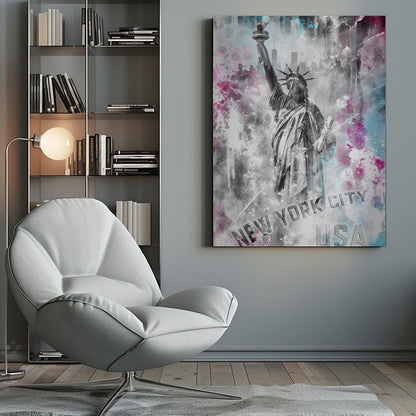 Artwork POP ART Statue of Liberty - Splashesinches- 