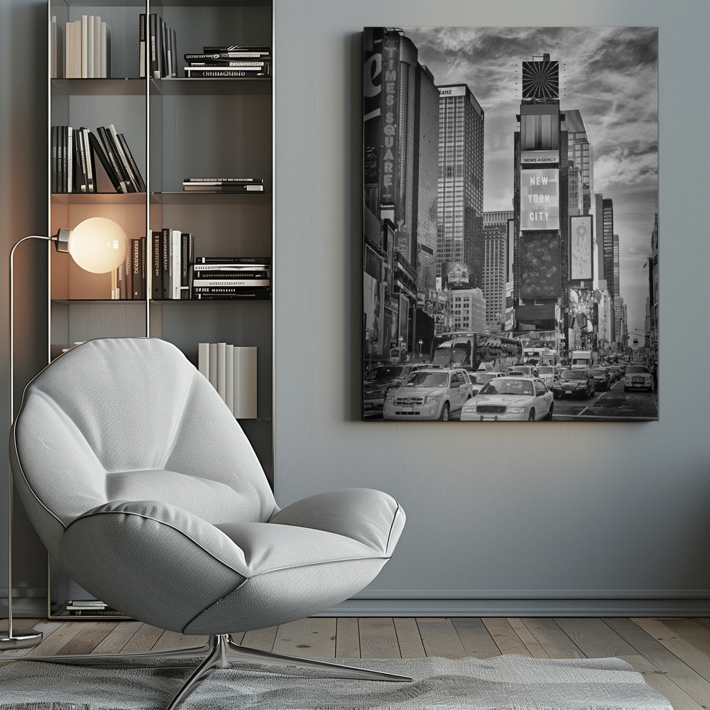  NEW YORK CITY Times Square - Monochrome Wall Artwork 0