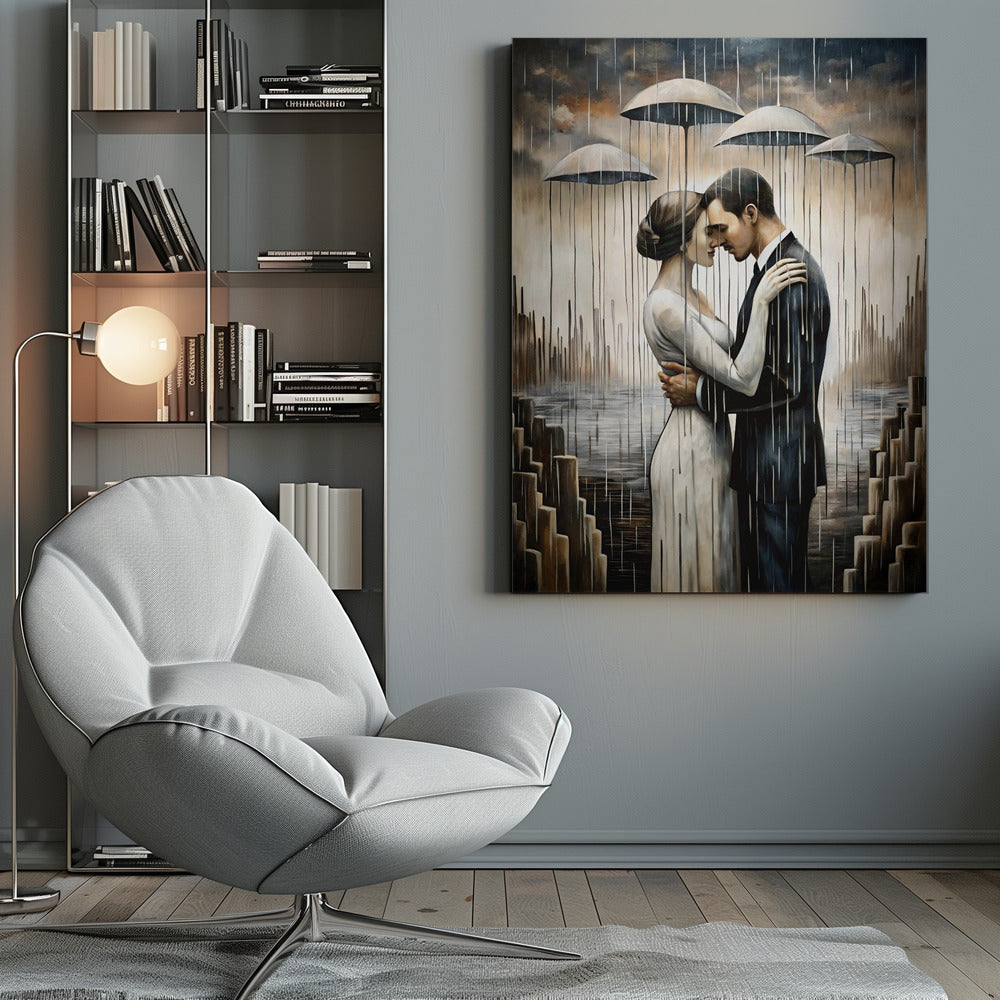  A Kiss Beneath the Floating Umbrellas Wall Artwork 0