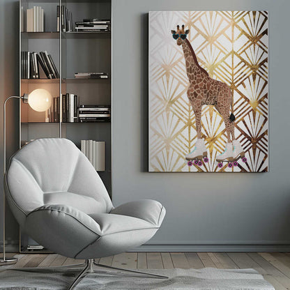 Wall art Giraffe Rollerskates Art Deco