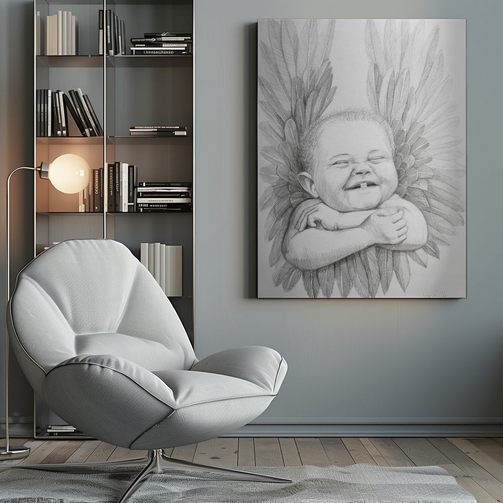 canvas prints Joyful Baby With Angelic Wingsinches- 