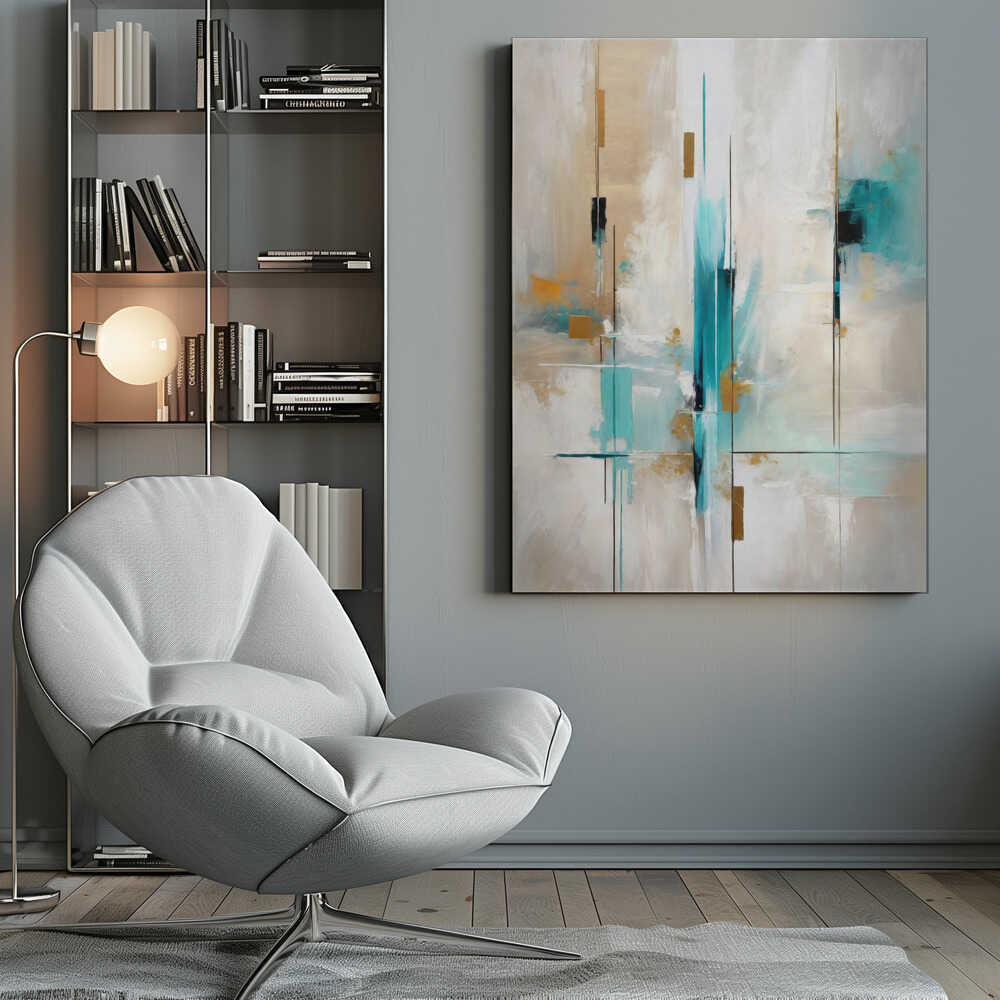 Wall art Echoes of Aqua and Gold