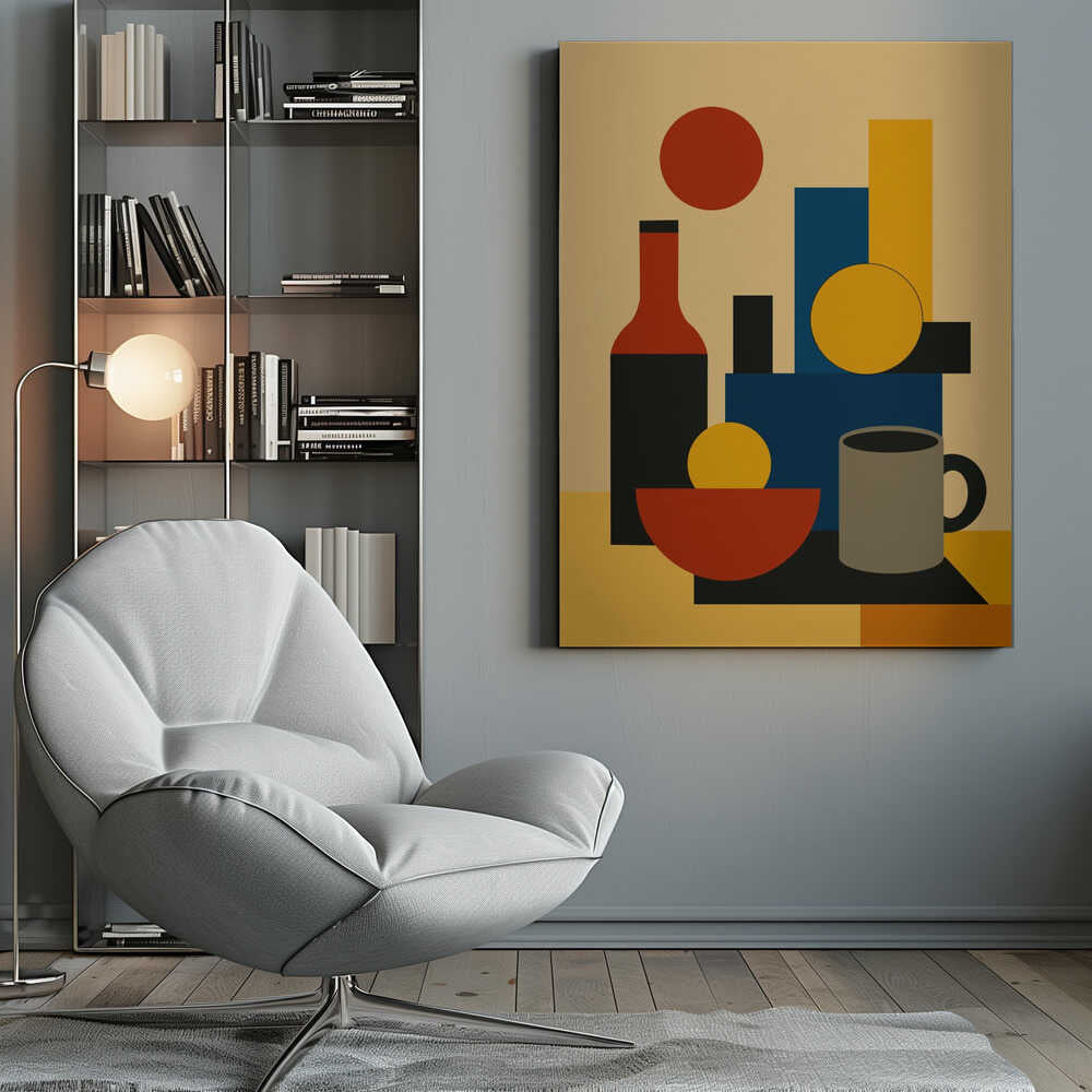 Wall art Geometric Still Life with Bottle 02