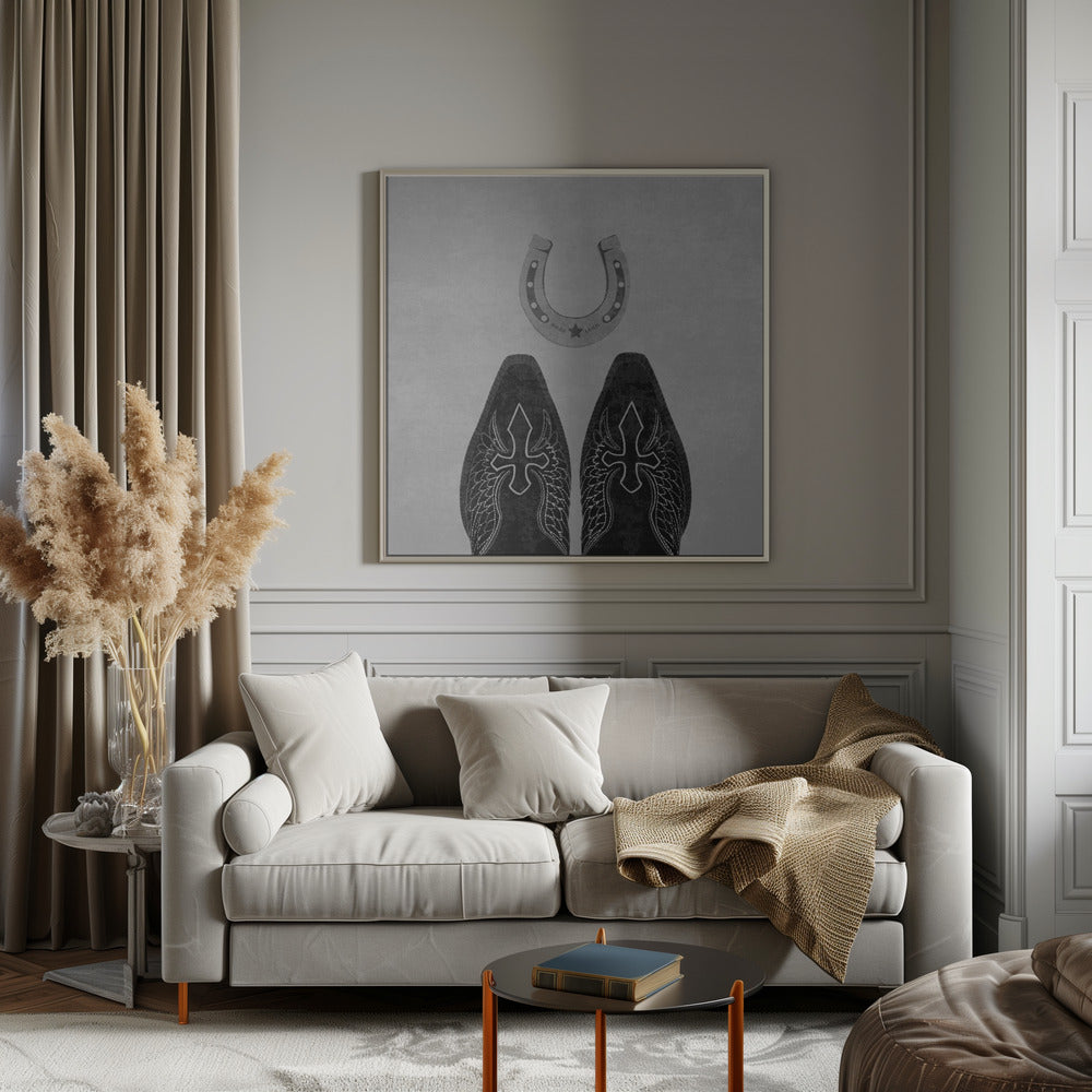  Bw Cowboy Boots and Horseshoe Wall Artwork 0