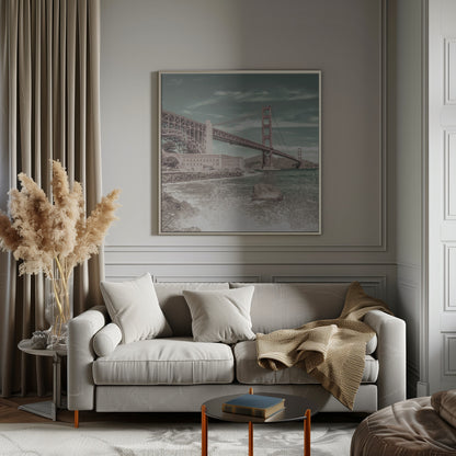  GOLDEN GATE BRIDGE Coastline Impression | urban vintage style Wall Artwork 0