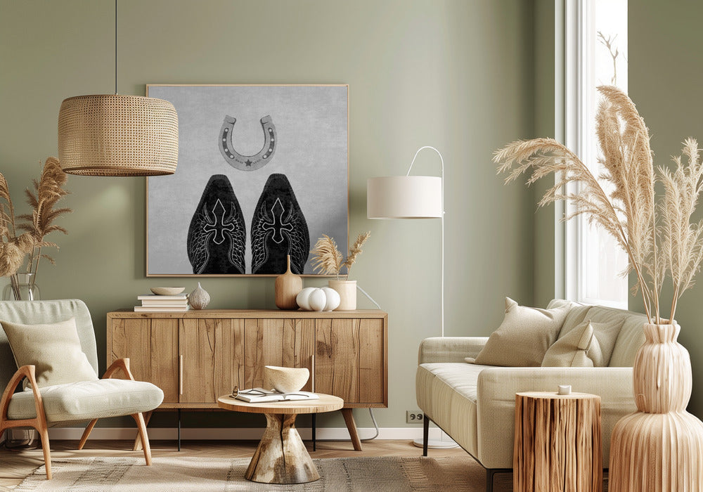  Bw Cowboy Boots and Horseshoe Wall Artwork 0