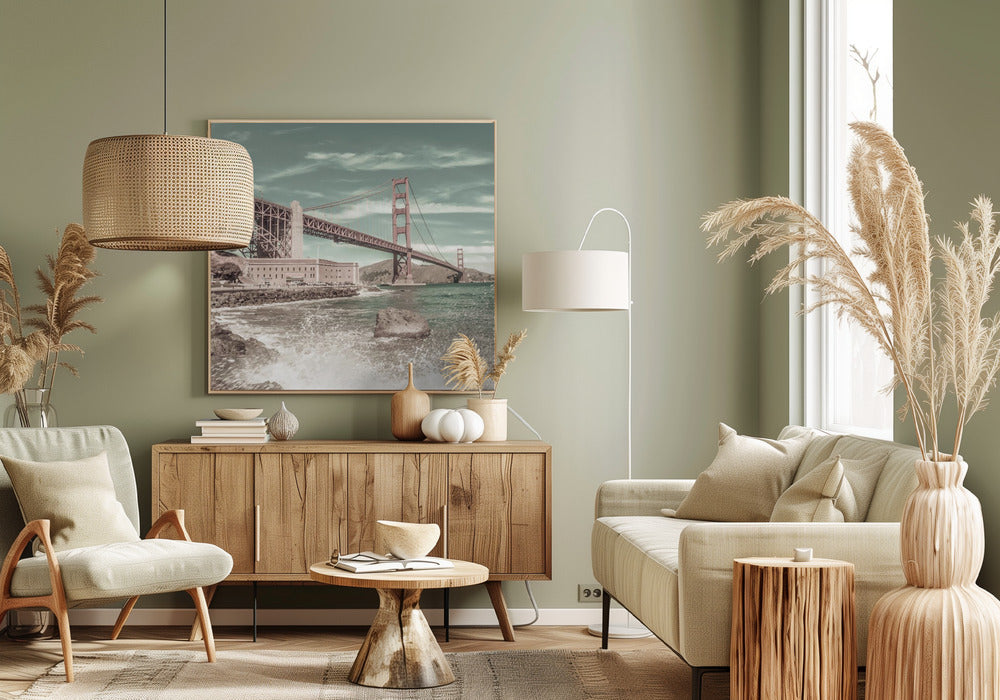  GOLDEN GATE BRIDGE Coastline Impression | urban vintage style Wall Artwork 0