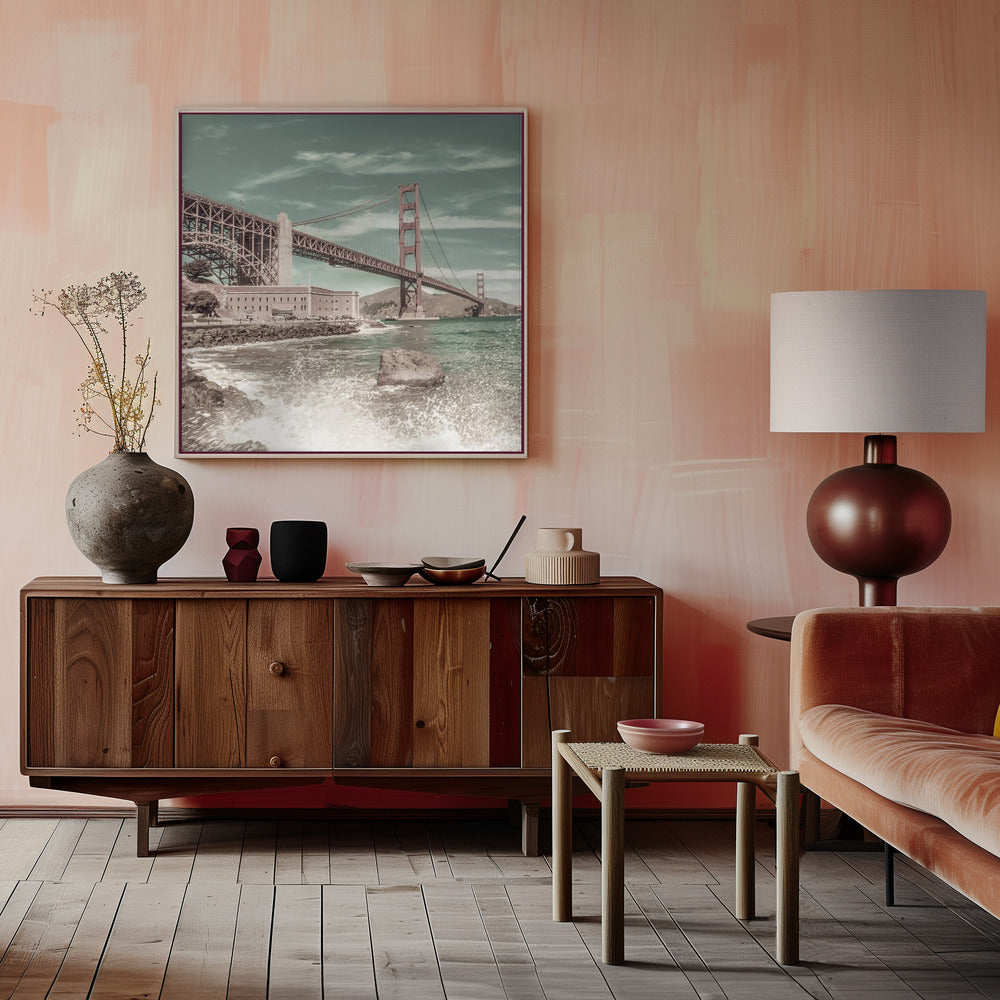  GOLDEN GATE BRIDGE Coastline Impression | urban vintage style Wall Artwork 0