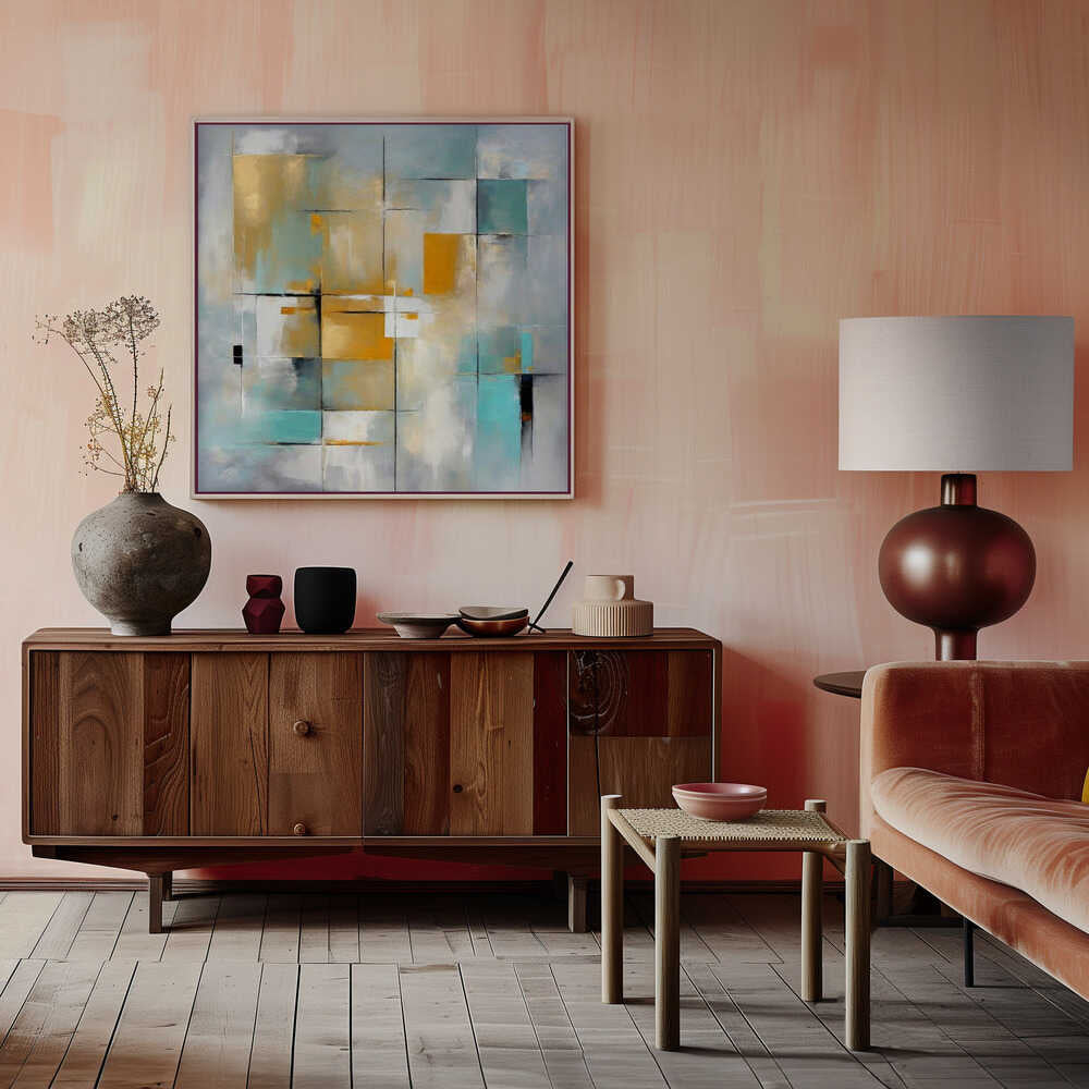 Wall art Golden Grids Abstract