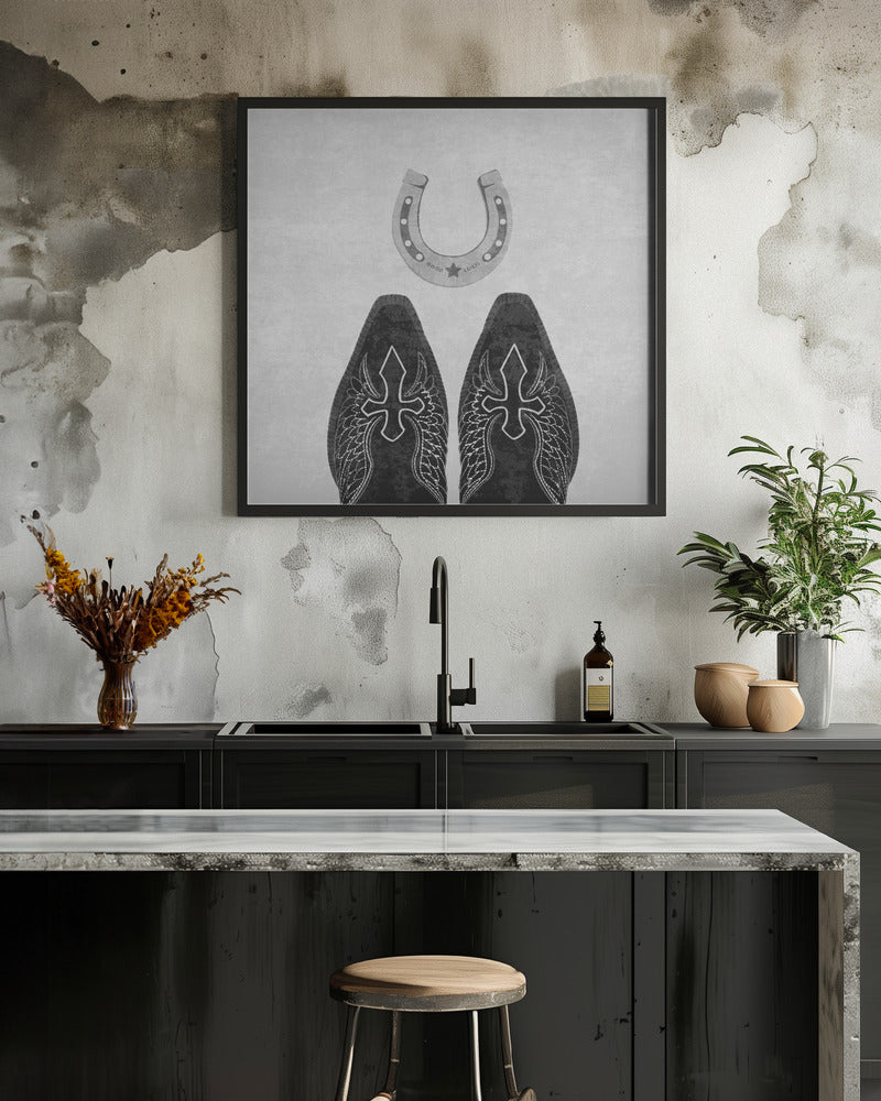  Bw Cowboy Boots and Horseshoe Wall Artwork 0
