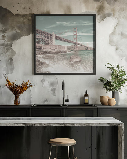  GOLDEN GATE BRIDGE Coastline Impression | urban vintage style Wall Artwork 0