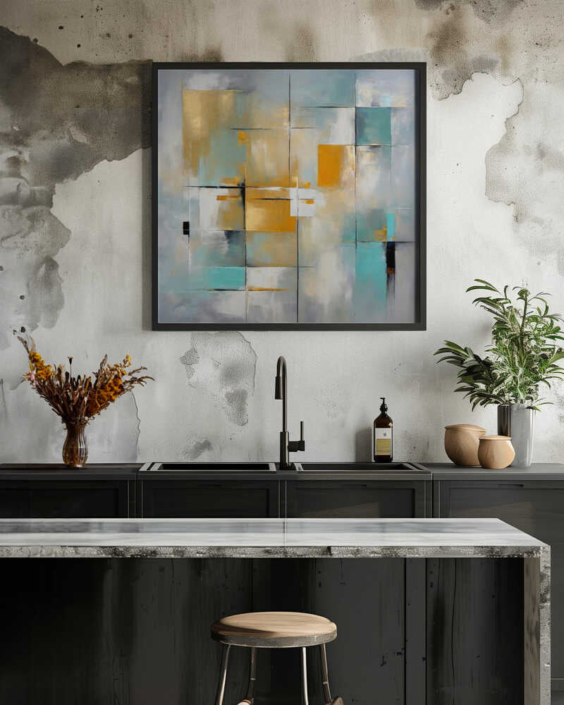 Wall art Golden Grids Abstract