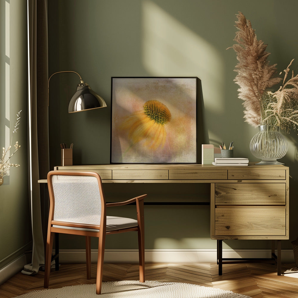  Echinacea in Yellow Wall Artwork 0