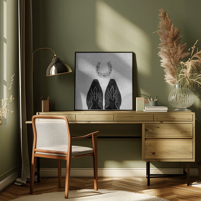 Bw Cowboy Boots and Horseshoe Wall Artwork 0