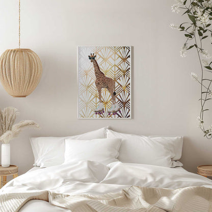Wall art Giraffe Rollerskates Art Deco