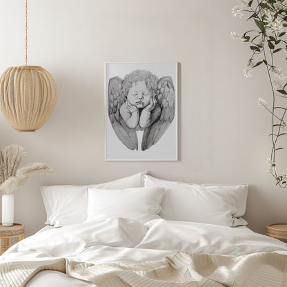 canvas prints Sleeping Cherub With Curly Hairinches- 