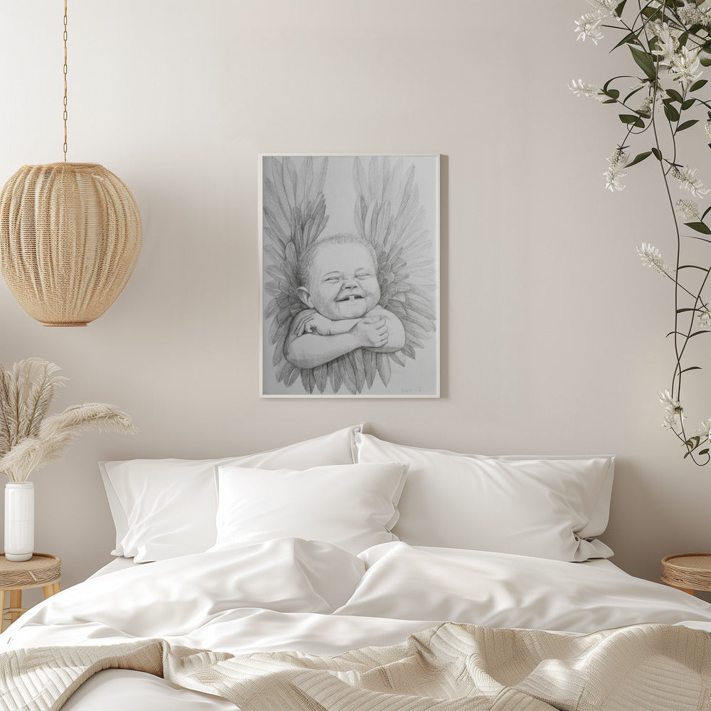 canvas prints Joyful Baby With Angelic Wingsinches- 
